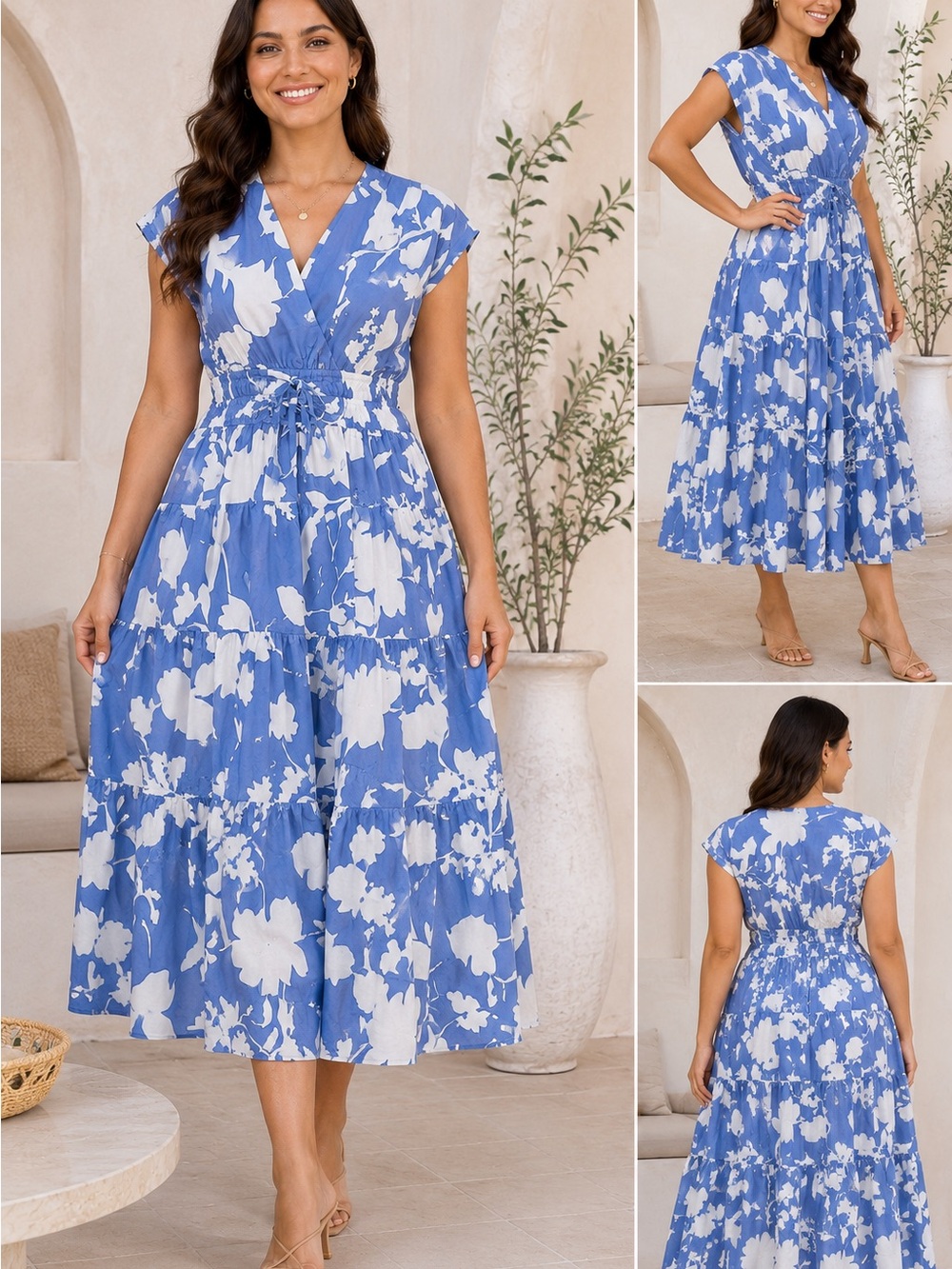Nicole Miller blue midi dress 🦋 💙 size XL - Picture 2 of 10
